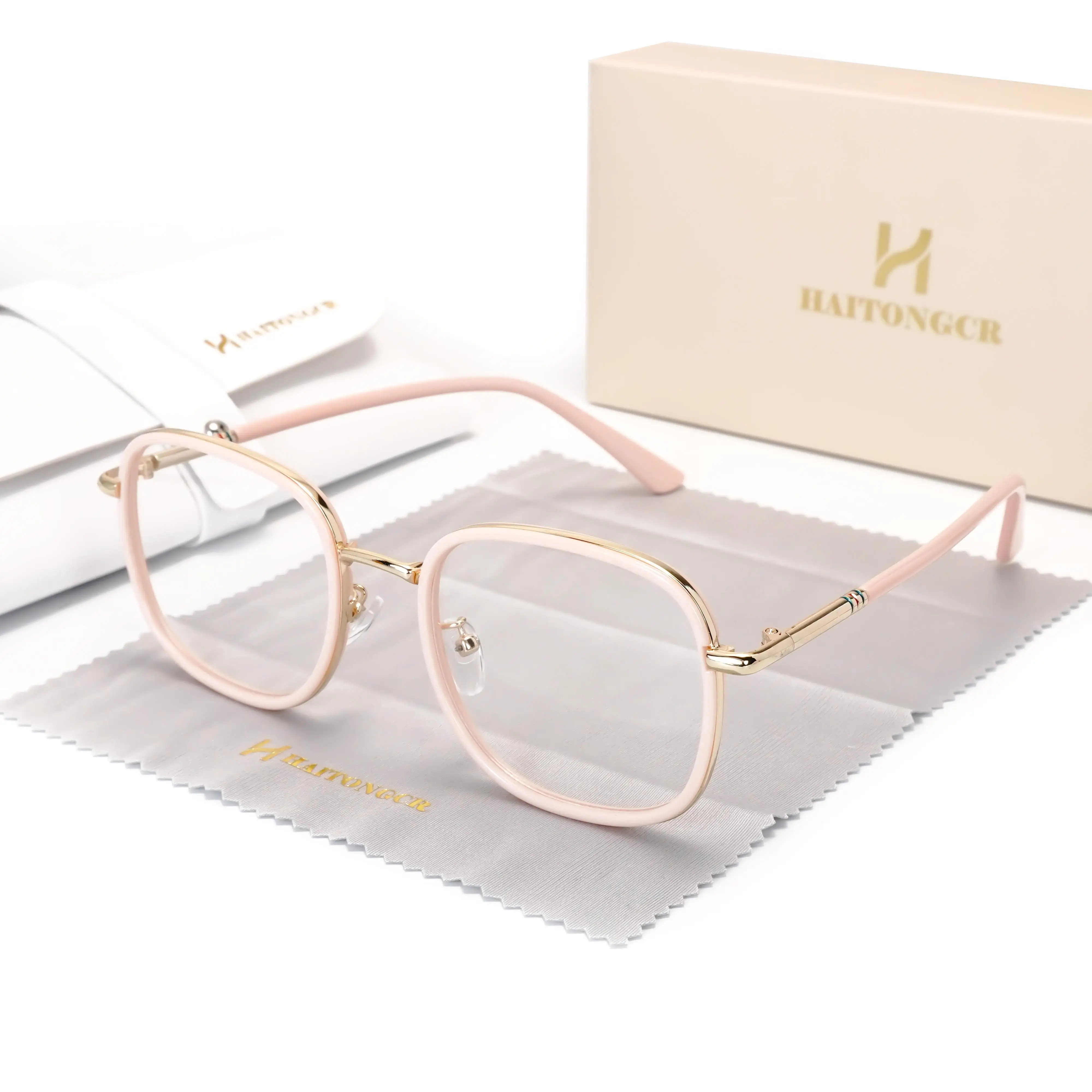 HAITONGCRSquare reading glasses with high value and versatile for men and women with glasses case and cloth