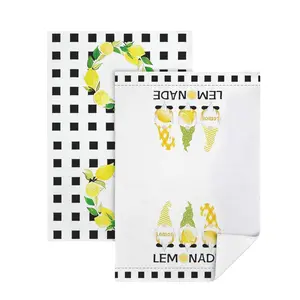 2Pcs Summer Guest Towels for Bathroom, Lemon Gnomes & Sunflower Anchor Decorative Kitchen Towels, Buffalo Plaid Absorbent Hand Towels for Home Decor, 16x24 Inch