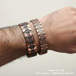 2026 New 99.99% Pure Copper Magnetic Bracelet for Men – 3500 Gauss Double Row Magnets, Adjustable Size with Tool, Premium Energy Jewelry Gift