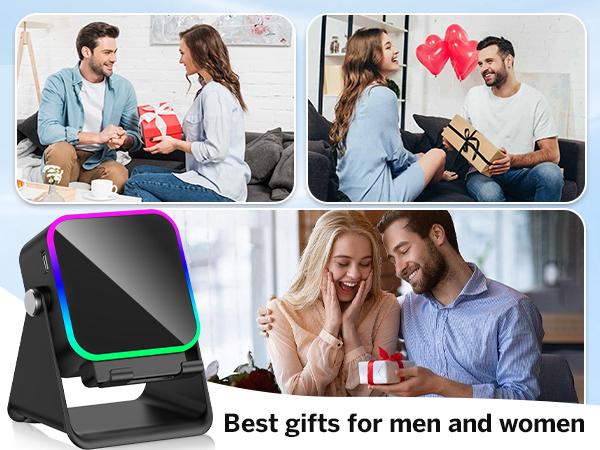 Wireless Induction Audio Speaker Stand, 5in1 Cellphone Holder, 3500mAh Rechargeable Emergency Power Bank,360° Adjustable Mobile Tablet Stand with Colorful Ambient Light Gifts for Men Women Wireless Induction Audio Speaker Stand, 5in1 Cellphone Holder, 3500mAh Rechargeable Emergency Power Bank,360° Adjustable Mobile Tablet Stand with Colorful Ambient Light Gifts for Men Women