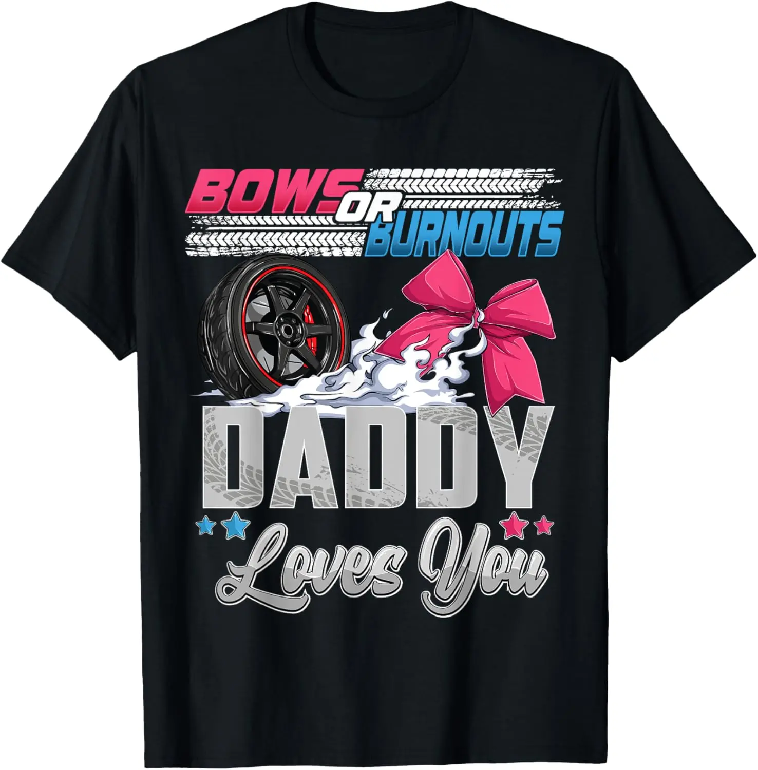 Women's Vintage Graphic T-Shirt, 100% Cotton Short Sleeve Round Neck Top with Burnouts or Bows Print for Gender Reveal Party, Casual Streetwear