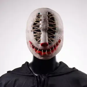 Halloween Joker Mask Cosplay Scary Killer Clown Half Face Latex Helmet Party Costume Props movie