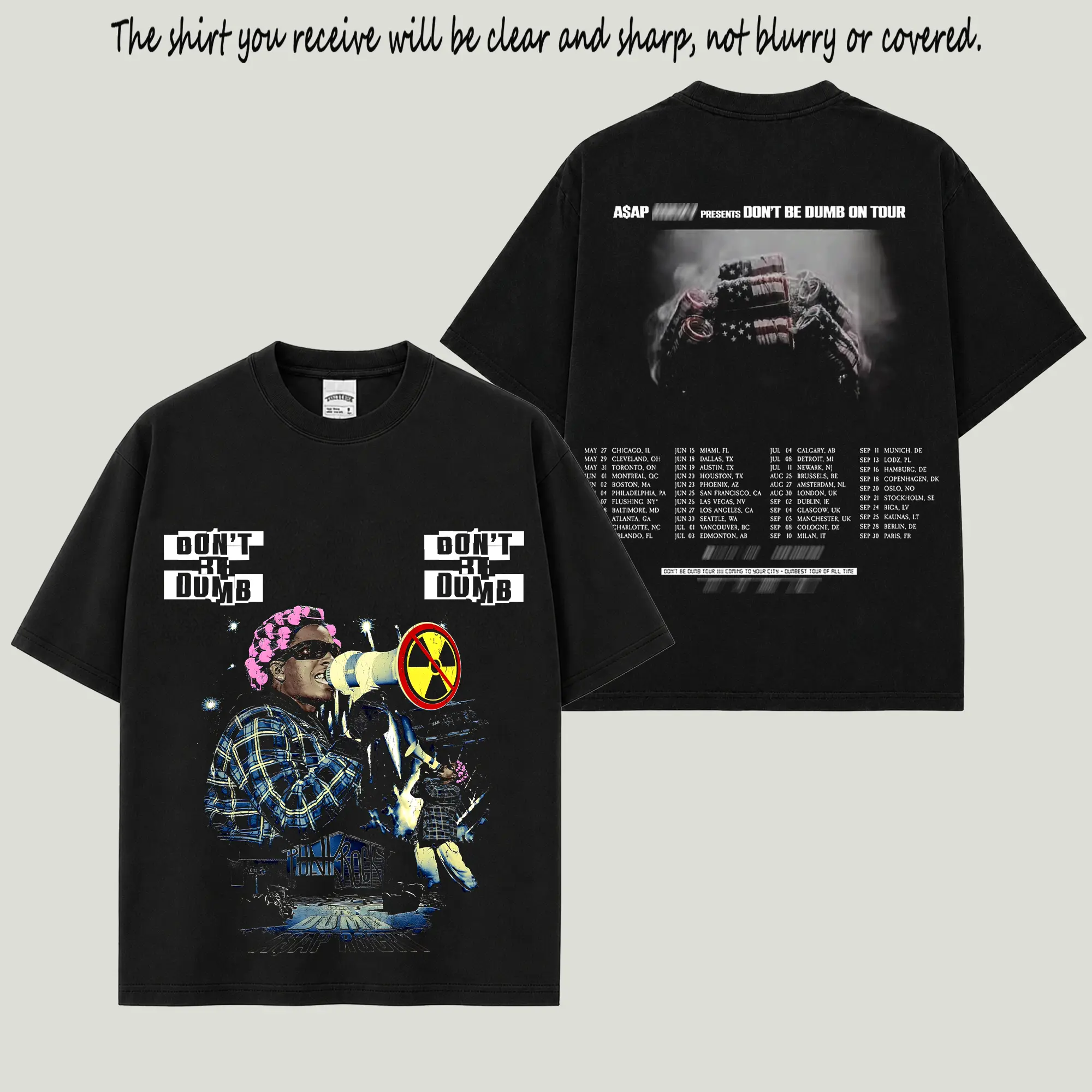 A$AP Don't Be Dumb Tour Graphic T-Shirt,  Premium 100% Cotton T-Shirt,, Don't Be Dumb Album Inspired Streetwear Shirt, Vintage Oversized Concert Merch, Harlem Rap Fan Gift, Unisex Graphic Tee