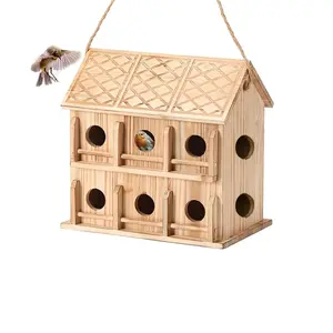 Bird House,Bird House for Outside,Wooden Bird Houses for Outside Hanging,Birdhouse Outdoor Nesting Box for Wild Bird Viewing