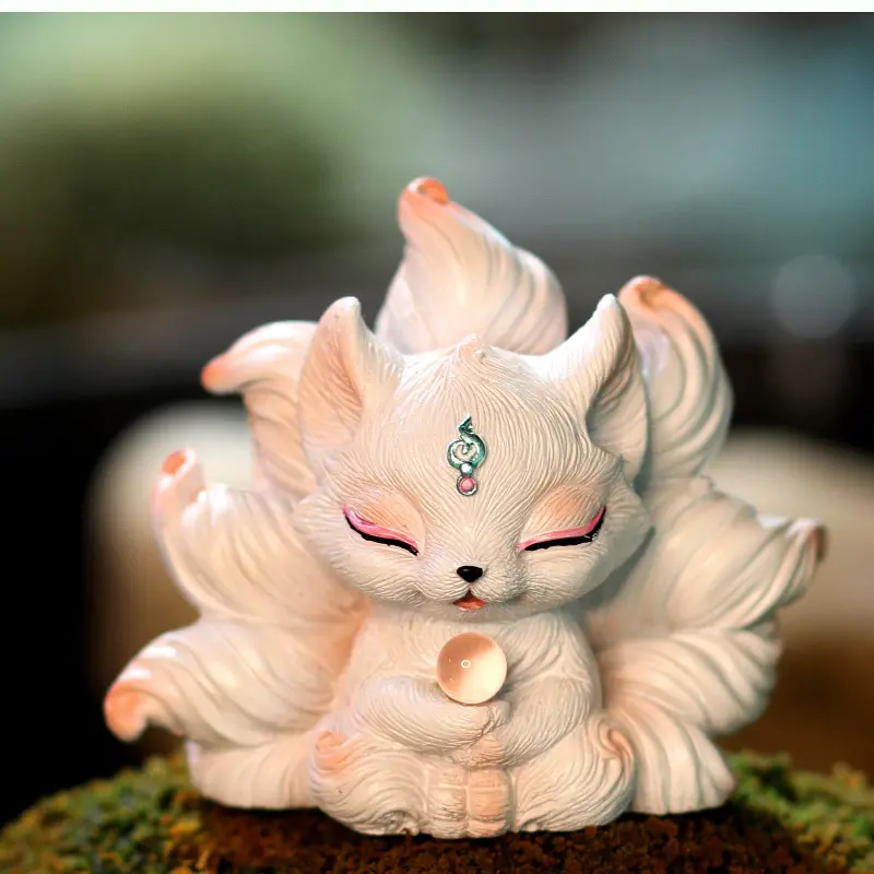 1pc Nine-Tailed Fox Desktop Ornament Car Ornament Car Decoration Cute Little Fox Doll Car Interior Jewelry