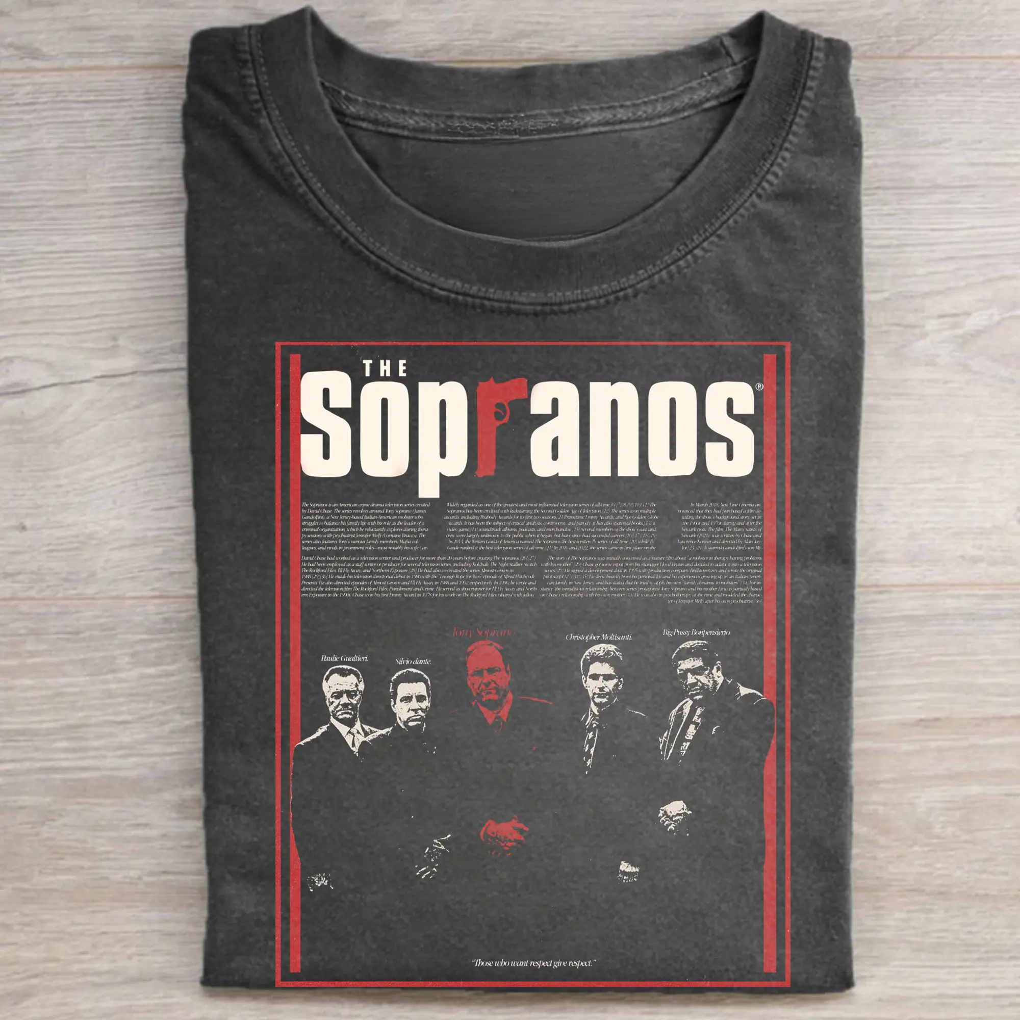 Gildan Men's Sopranos Graphic Shirt - Shortsleeve Vintage Cotton Crew Neck, 90s Mafia Streetwear Menswear with "Those Who Want Respect" Print, Tshirt, Top