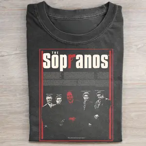 Gildan Men's Short-Sleeve Round Neck Graphic T-Shirt - Vintage The Sopranos "Those Who Want Respect Give Respect" Print, Tony Soprano, James Gandolfini, Mafia Merch, Fitted Casual Streetwear Top, Shortsleeve
