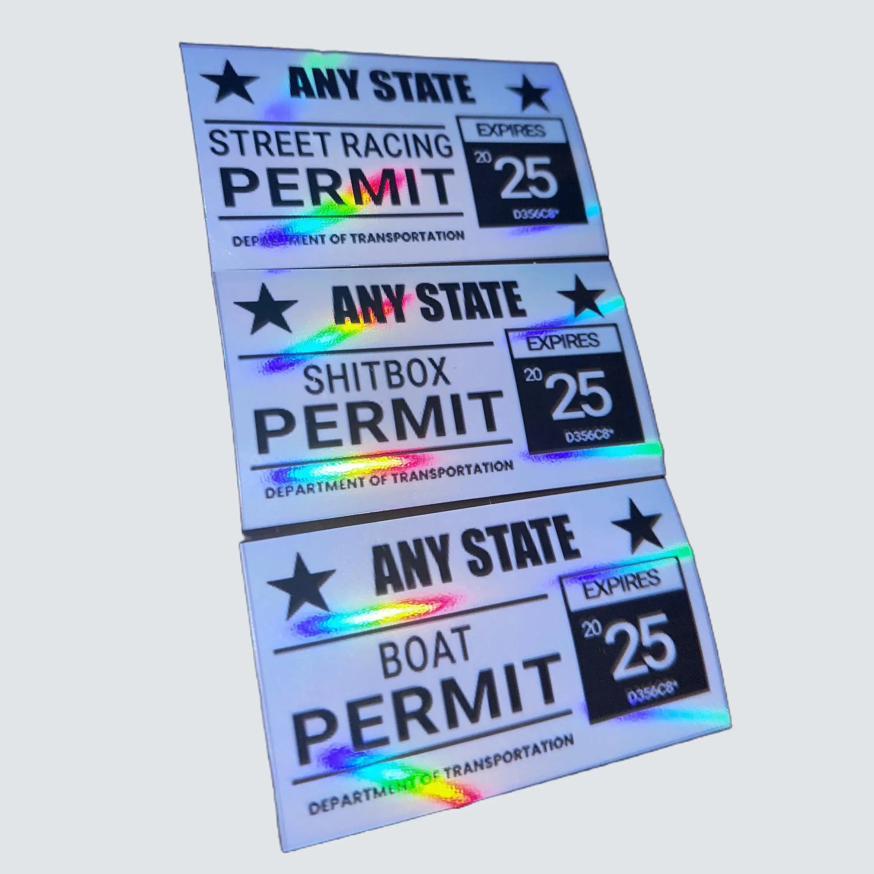 ANY STATE Car Permit Sticker 3 Pack Bundle