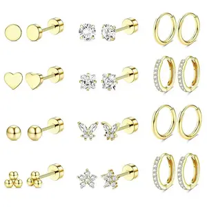12 Pairs Delicate Rhinestone Earring Set with 12 Unique Designs for Office BFF Styles Simple Round Heart Star Butterfly Earrings for Daily Wear Dates Commutes Parties