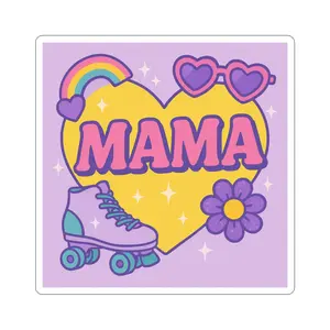 Vibrant Mama Kiss-Cut Stickers for Cool Moms, Roller Skating Stickers, Colorful Decals, Fun Laptop Decor, Mother's Day Gifts, Stickers for