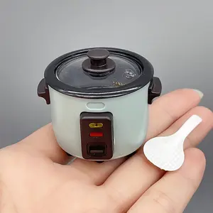 [Compact Design] Miniature Electric Rice Cooker Model - Light Blue and White, Realistic Kitchen Scene Accessory, No Power Needed, Plastic Decor Item