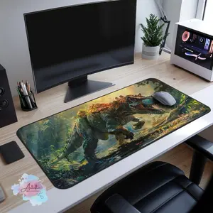 T-rex Dinosaur Green Desk Mat, TCG Playmat with Zones, Card Game Playmats, Gift for Him and Gamers, Large Desk Pad, Desk Decor Aesthetic, Desk Mat Gifts
