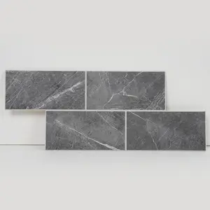 Swatch Dark Gray Peel and Stick Large Subway Tile Faux Stone Tile Marble Tile for Kitchen Backsplash, RV Self Stick  Accent Wall Tile Stickers, Adhesive Mosaic Tiles for Bathroom Wall