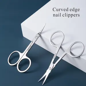 1 piece of stainless steel Russian style beauty scissors, home nail knife, beauty clipper eyebrow clipper beauty tool, sharp curved tip for trimming bangs, eyebrows, nose and eyelashes, ergonomically designed, suitable for salon quality beauty