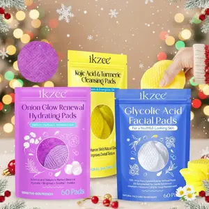 IKZEE Christmas Cleansing Gift Onion Glow Renewal Hydrating Pads/GLYCOLIC ACID FACIAL PADS/Kojic Acid & Turmeric Cleansing Pads, Face Cleaning Wipes, complete 3-step system for hydration, exfoliation, and brightening,60 pads per pack