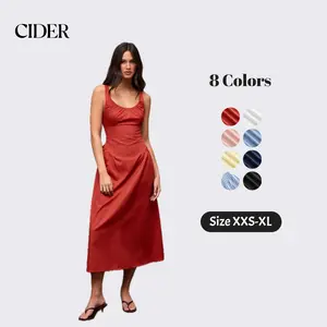 Cider Cotton Scoop Neckline A-line Midi Dress SwimWeek