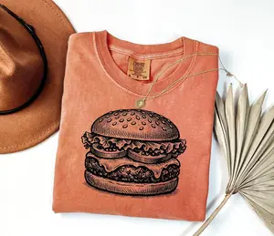 Retro Cheeseburger Graphic Tee - 90s Comfort Colors Shirt