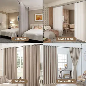 Divider Curtain Rod - No Drilling Partition Room Dividers Wall,28-96inch(W) 4-9ft(H),Heavy Duty Metal Tension Curtain Stand for Studio Apartment Room