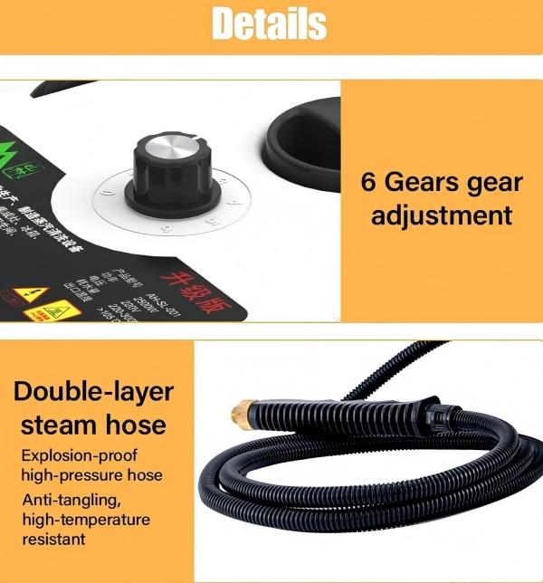 Multi-Purpose Handheld Steam Cleaning Tool | Portable Cleaning Tool with Brush Heads for Home Kitchen Car & Garage Use