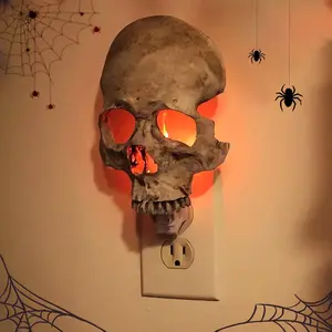 Human Skull Night Light,2025  Skull Night Light,Horrible Light Decoration for Halloween Party and  Decor.