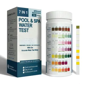 7-Way Pool Test Strips, 150 Strips Quick & Accurate Pool and  Test, Pool Water Test Kit - Chlorine, Bromine, pH, Hardness, Alkalinity, Pool Water Tests,  and Hot Tub Test Strips with Ebook
