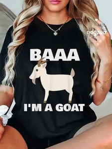100% Cotton Unisex Baa I'm A Goat Costume Animal Funny Halloween Party Goat T-Shirt Casual Top