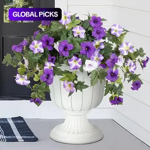 Outdoor Decor Artificial Fake Flowers Plants, 2 Pcs Realistic Petunia Silk Flowers, UV Resistant Non-Fading, Home Garden Balcony Patio Indoor Decoration, Artificial Flowers For Outside #GLOBAL PICKS