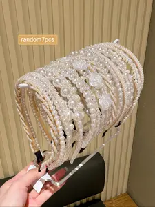 Women's Elegant Faux Pearl Inlaid Hair Hoop Headband Set, 7pcs Multistyle Design for All Seasons, Perfect for Daily Wear & Gifts