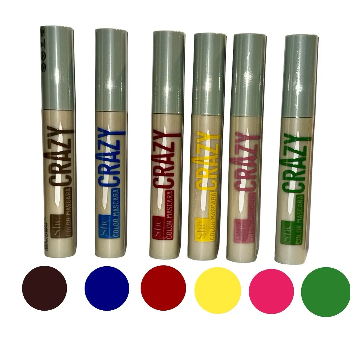 6-Pc CRAZY Color Long-Lasting,Smudge-Proof Mascara-She-Cosmetics SET