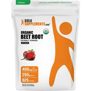 BulkSupplements - Organic Beet Root Extract Powder - Energy Boost - Digestive Support - Anti-Inflammatory - 250g - 400mg per Serving