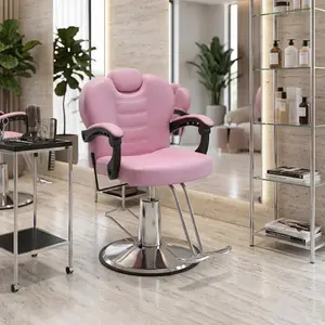Barber Chair with Heavy Duty Hydraulic Pump, Salon Chair for Hair Stylist, 360° Swivel 90°-140° Backrest Reclining Chair, Portable Height Adjustable Hair Chair for Barbershop (PINK)