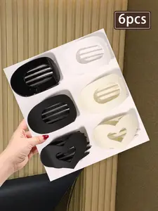 6pcs black duck bill clip hairpin-strong grip flat round hairpin, large hairpin is suitable for thick and thin hair, daily and special occasions, firmly fixed hairstyle | fashion hair accessories | comfortable hairpin, cute hairpin