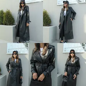Leather Maxi Trench Coat winter  coat Womenswear Jackets Outfit Style Outerwear