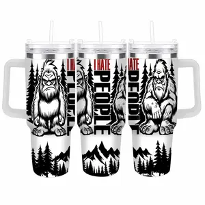 Bigfoot Forest Humor Car Cup (40oz/30oz/20oz) Sasquatch Graphic Print  Durable Stainless Steel  Double Wall Insulated  Leak Proof Lid  Perfect for Camping Hiking Office Gift Outdoor Travel Use