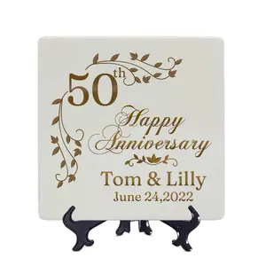 50th anniversary square plate, Personalized wedding anniversary gift for parents, 50th Anniversary Keepsake Plate, Golden Anniversary Plate personalized 50th wedding anniversary plate Ceramic