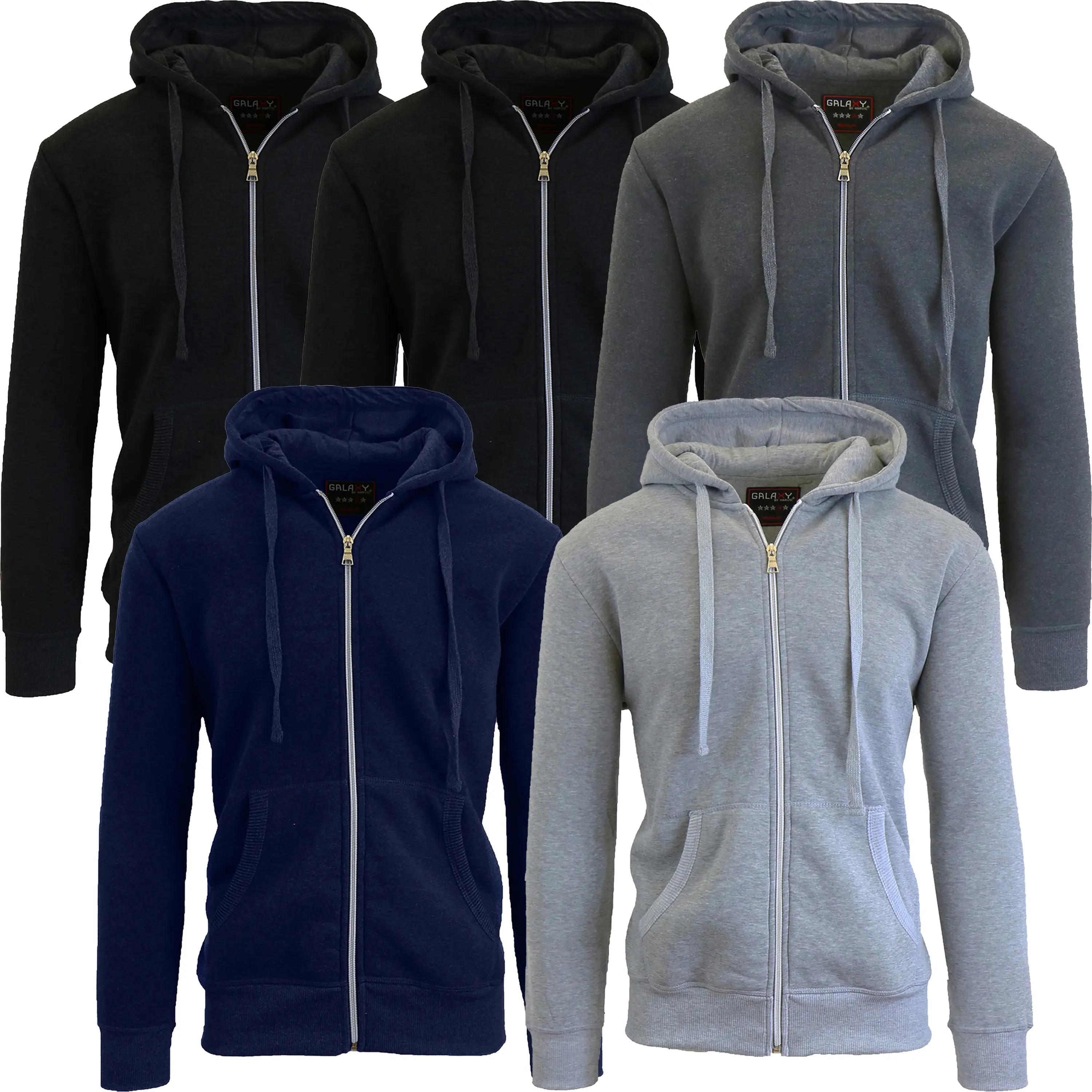 (5-Pack) Black x2-Charcoal-Navy-Heather Grey