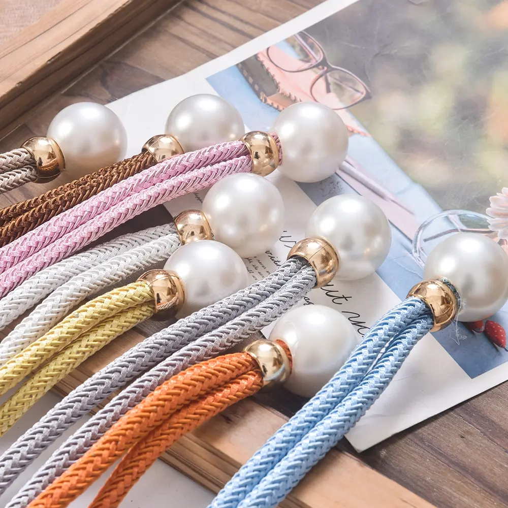 2pcs/4pcs Luminous Pearl Modern Curtain Tiebacks Elegant Polyester Weave Holdbacks for Window Decor
