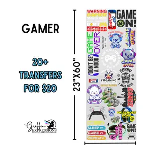 Gamer | Dollar Deals DTF Transfer Gang Sheet For Graphic Tees