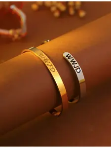 1pc WWJD 18K gold-plated stainless steel bracelet with engraved cross, ideal inspirational gift for couples/siblings, for events/daily wear (no box).