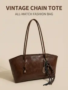 Women's Tote Bag Commuter Shoulder Large Capacity Versatile Underarm Vintage Handbag, Stylish and Functional Daily Use Accessory