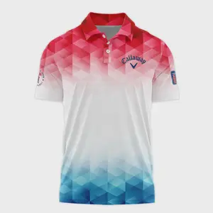 Men s 124th U S Open Pinehurst Callaway Golf Polo Shirt - Blue Red Abstract Geometric Triangles Print
