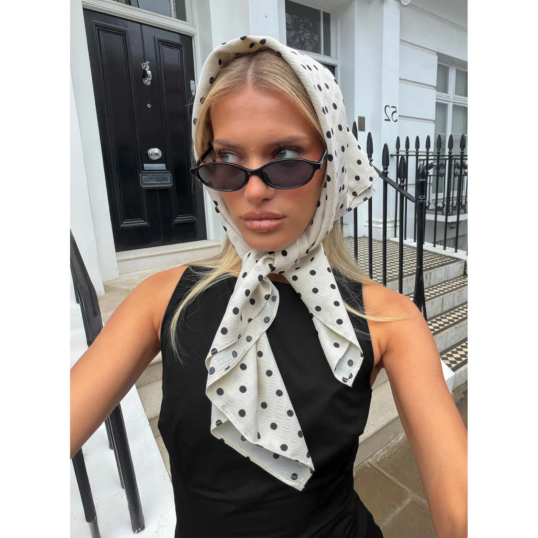 Nellie Scarf Cream Polka