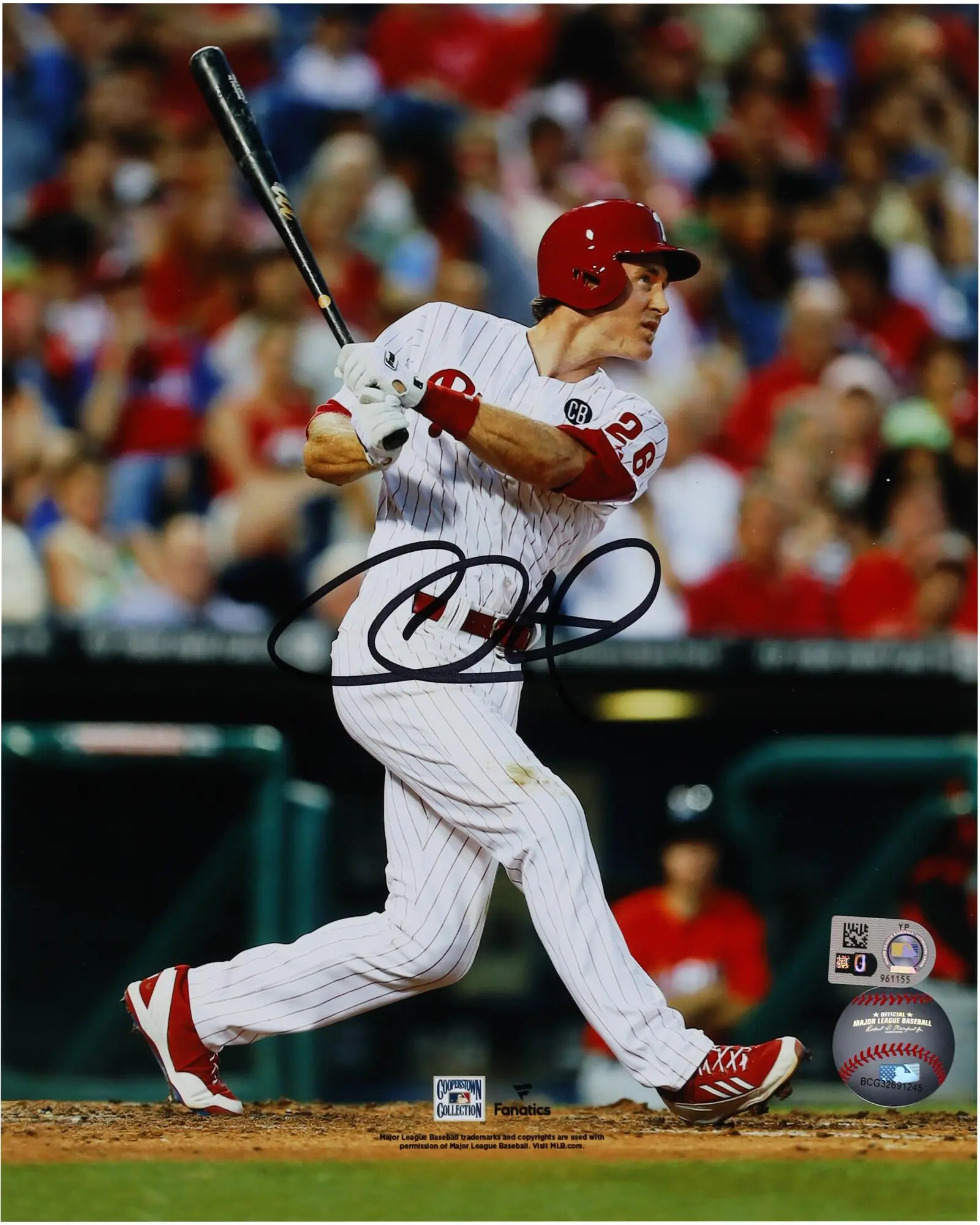 Chase Utley Philadelphia Phillies Autographed 8" x 10" White Swing Photograph - Fanatics Authentic Certified