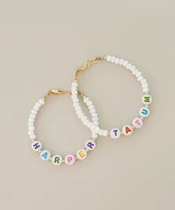 Custom Rainbow Letter Bead Bracelet | Name Gift | Beaded Bracelet for Girls, Babies & Adults