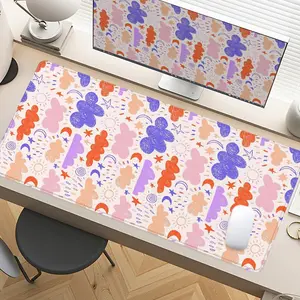 Abstract Doodle Pastel Desk Mat Gaming Mouse Pad XXL Extended Mouse Pad for Laptop, Large Mouse Pad with Non - Slip Rubber Base & Stitched Edges, Whimsical Fun Design for PC Gamers, Office Workers & Home Decor