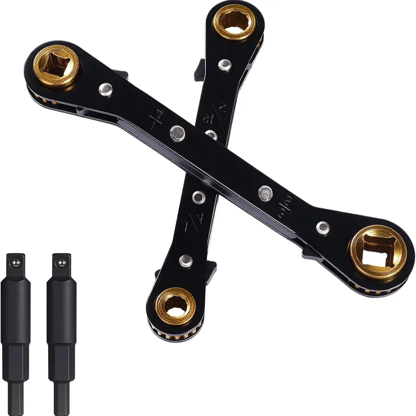HVAC Service Wrench & Ratchet Set (4 Sizes: 3/8", 1/4", 3/16", 5/16") | Pro Air Conditioner & Refrigeration Repair Tool