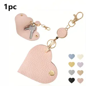 Stretchable Heart Keychain, Durable Aluminum Alloy Key Ring with PU Leather Strap, Ideal for Motorcycle/bicycle/mobile Keys, Mother's Day Gift