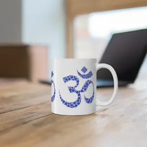 Om Patterned Ceramic Mug – Spiritual Coffee Mug, Mindfulness Gift, Yoga Drinkware, Meditation Tea Cup, Office Mug for Positive Energy