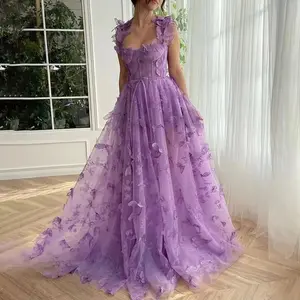 2025 Women's Wedding Dress Tulle Sling Sleeveless High Slit Bridal Party Beach Dress