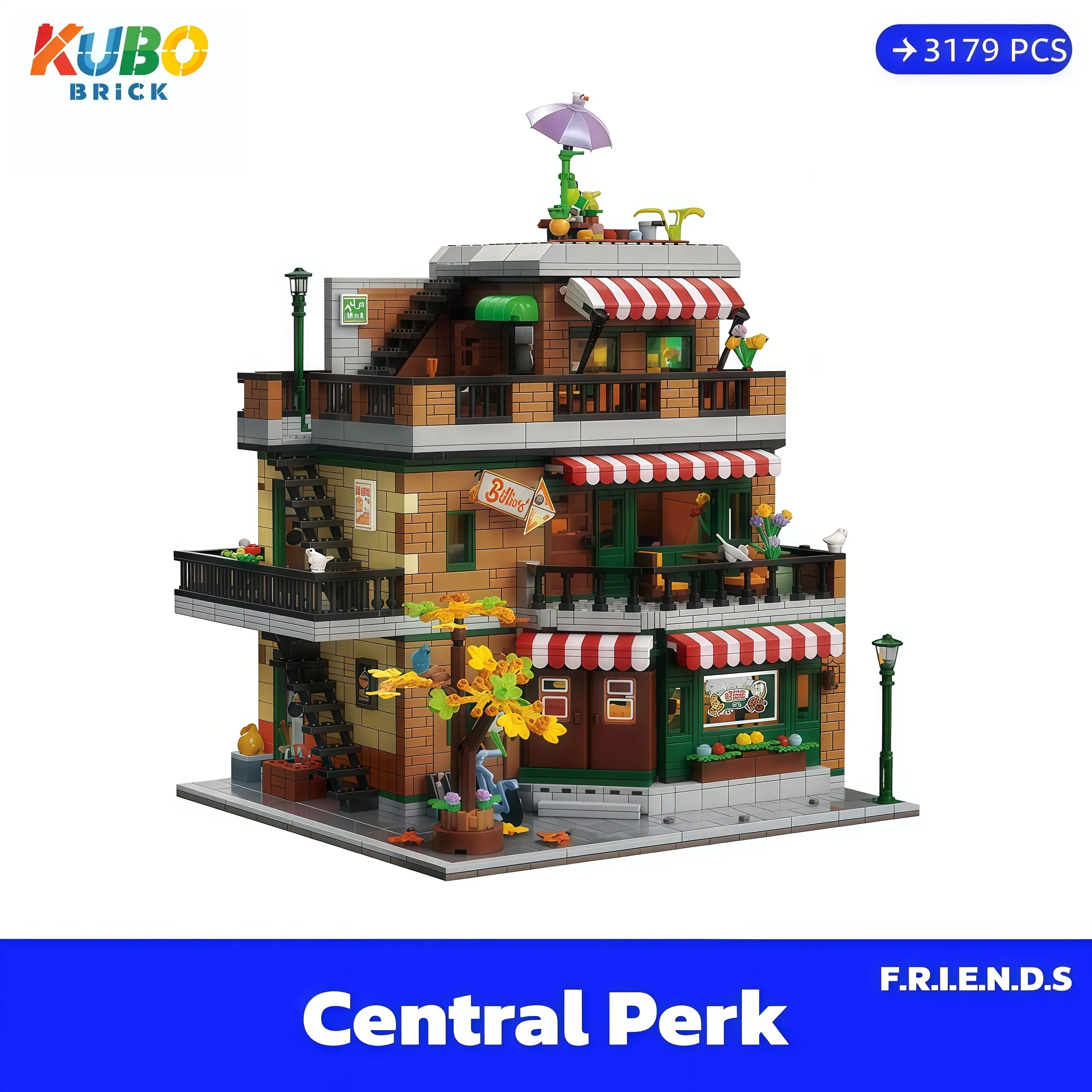 KUBO-bricks F.R.I.E.N.D.S. Central Perk Modular Building Blocks (3179PCS, 27*36*25cm) with Gift Box, Free Shipping, Ideal for Building Toy Enthusiasts, Video Games Fans, House Decoration & Transportation-Themed Play, Stem Learning, Children Development